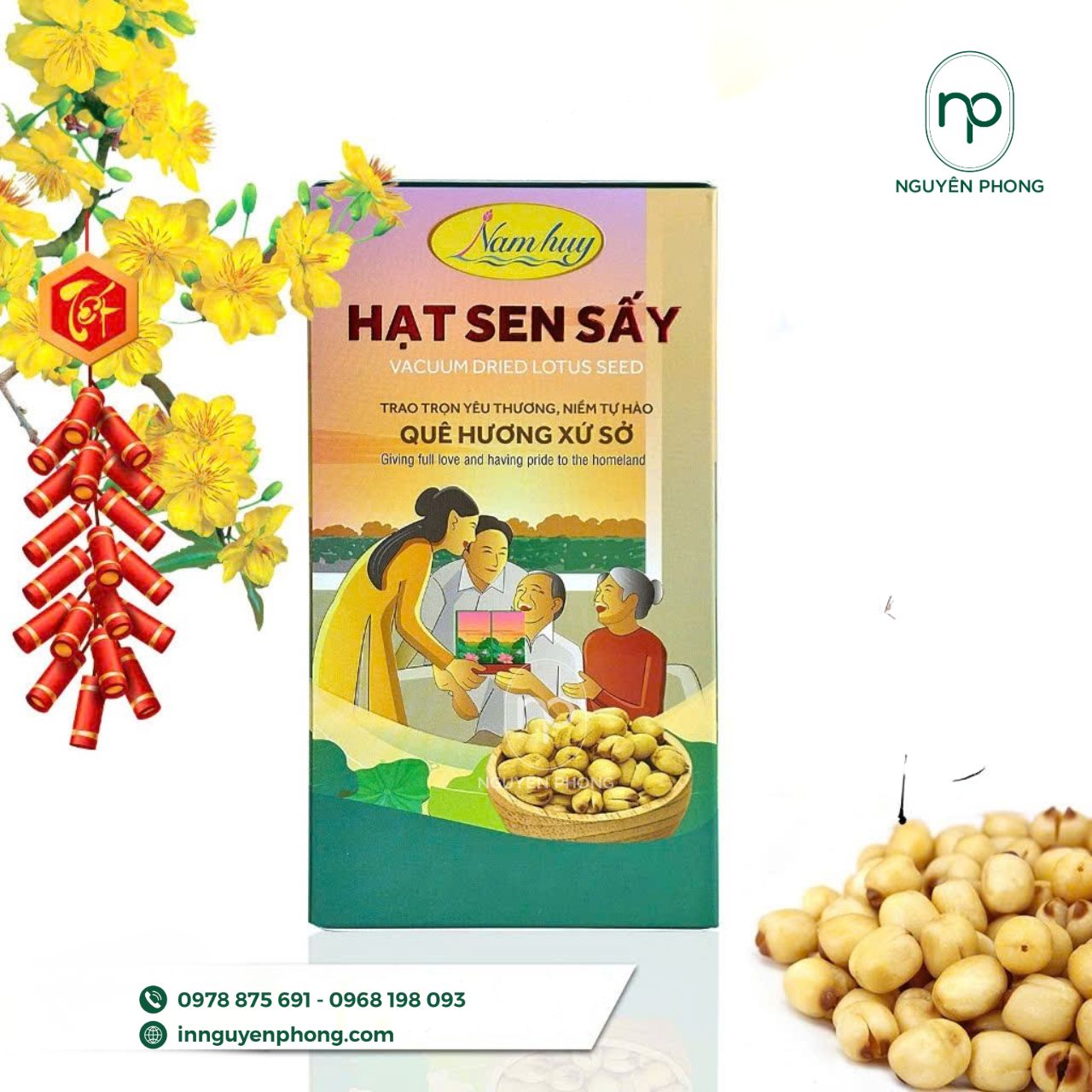 Mẫu hộp giấy đựng hạt sen sấy